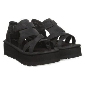 Bearpaw Womens Black Platform Sandals With Adjustable Strap size 6